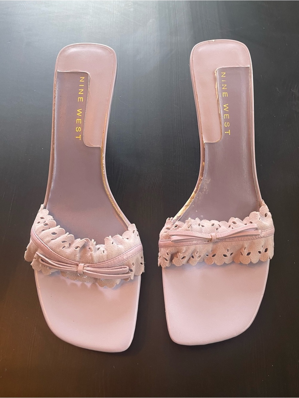 Nine West Lilac Scalloped Slide Mules